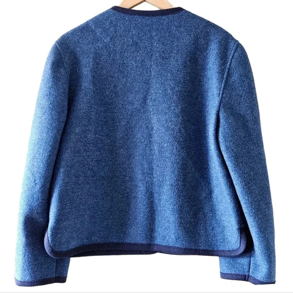 Giesswein Virgin Wool Grandmacore Boho Cardigan  Retro Sweater Blue Size US 10. - Picture 8 of 13